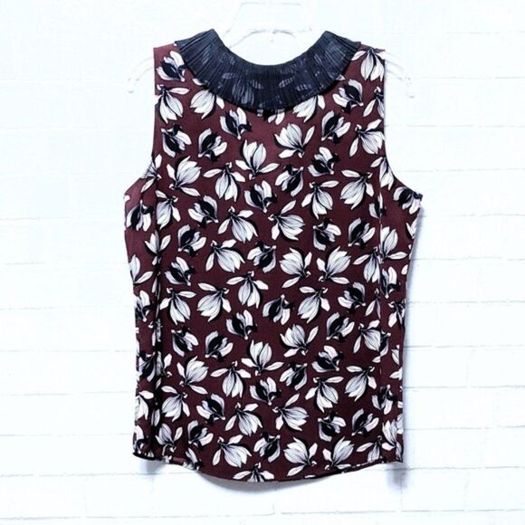 Ann Taylor Floral Sleeveless Top - Red and Blue - Picture 5 of 7